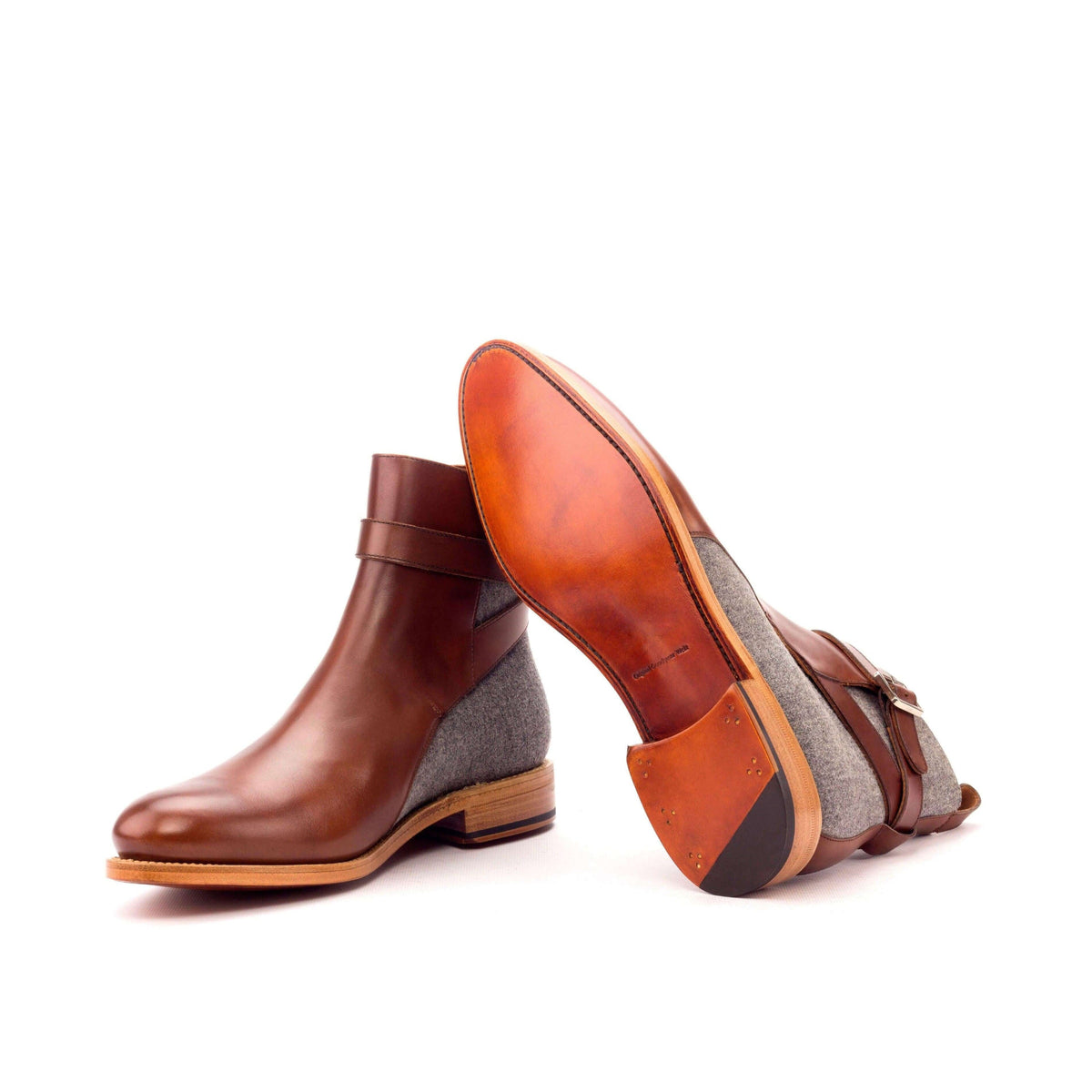 Chuck Jodhpur Boots II – Handmade Men’s Goodyear Welted Ankle Boots with Flannel & Brown Box Calf Leather