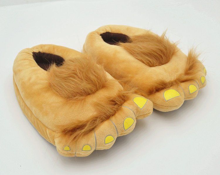 Furry Adventure Slippers – Unisex Closed-Toe Plush House Shoes with Textured Non-Slip Rubber Sole, Brown & Pink