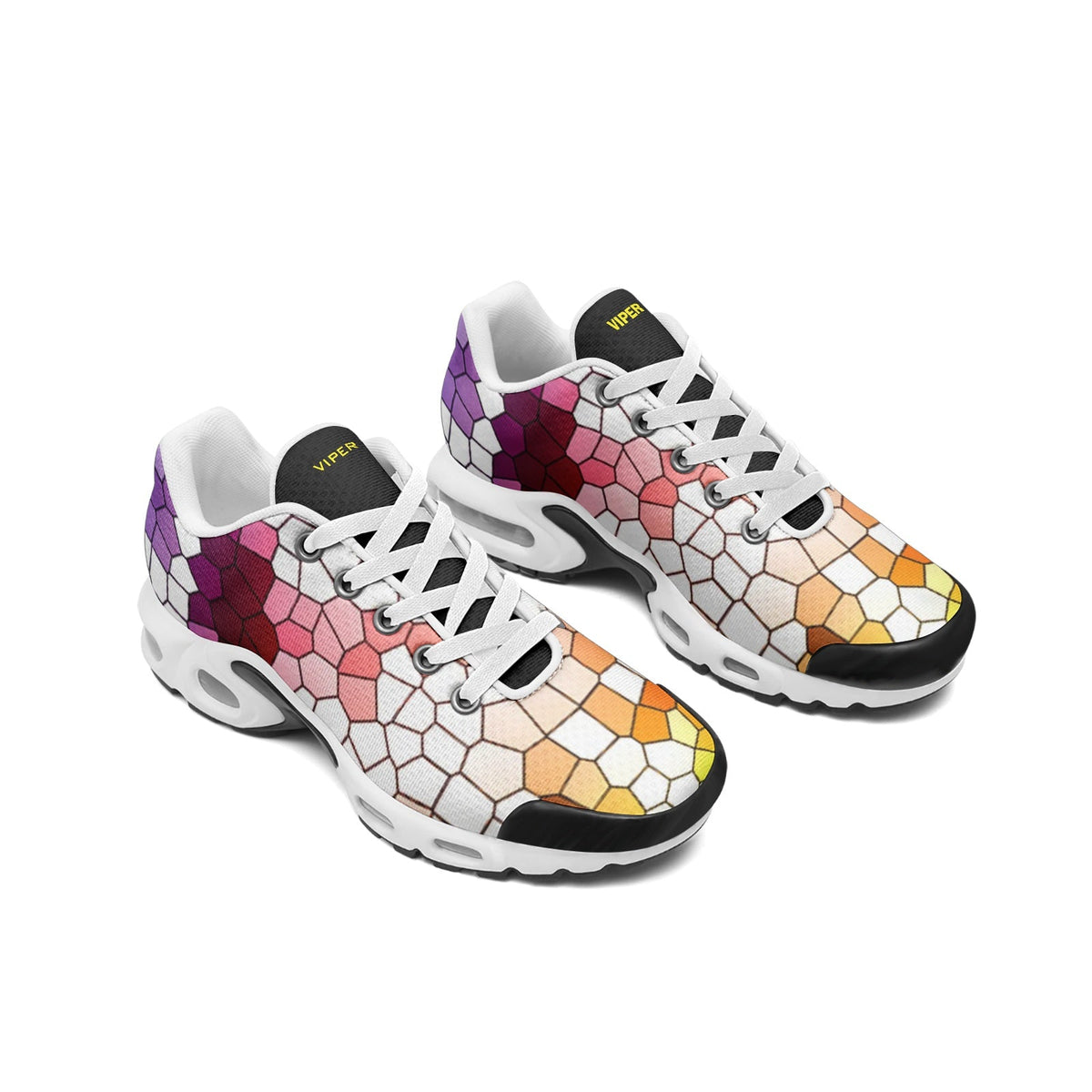 VIPER SHOES STYLE 55TT Mosaic Abstract 01 Unisex Sneakers – Lightweight Mesh Tech Eco-Flex Shoes with TPU Details