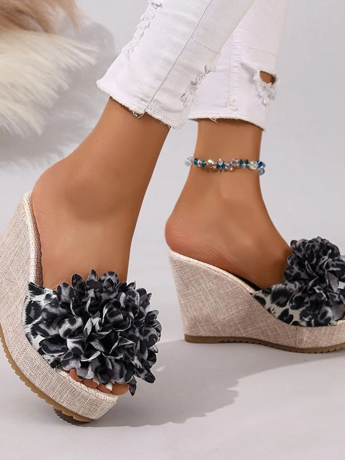 Women’s Open-Toe Platform Wedge Sandals – High Heel PU Leather Summer Shoes with Rubber Sole