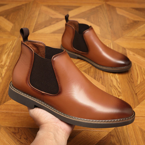 Eleganz™ Men’s Pointed-Toe Formal Boots – Classic Imitation Leather Dress Boots with Anti-Slip Sole & Breathable Lining