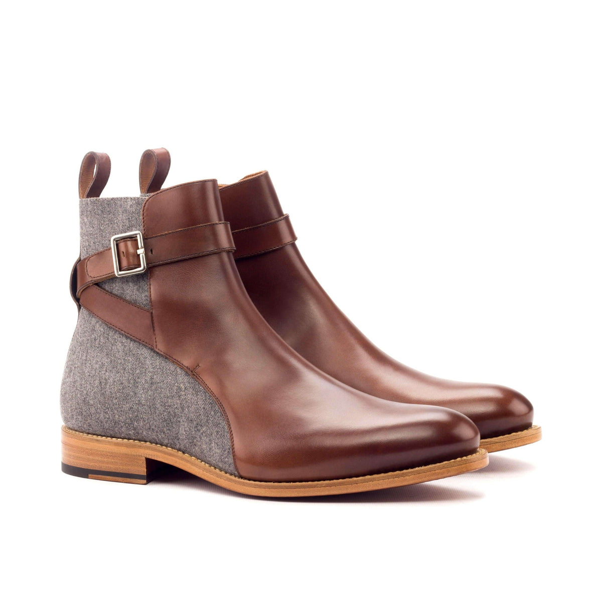 Chuck Jodhpur Boots II – Handmade Men’s Goodyear Welted Ankle Boots with Flannel & Brown Box Calf Leather