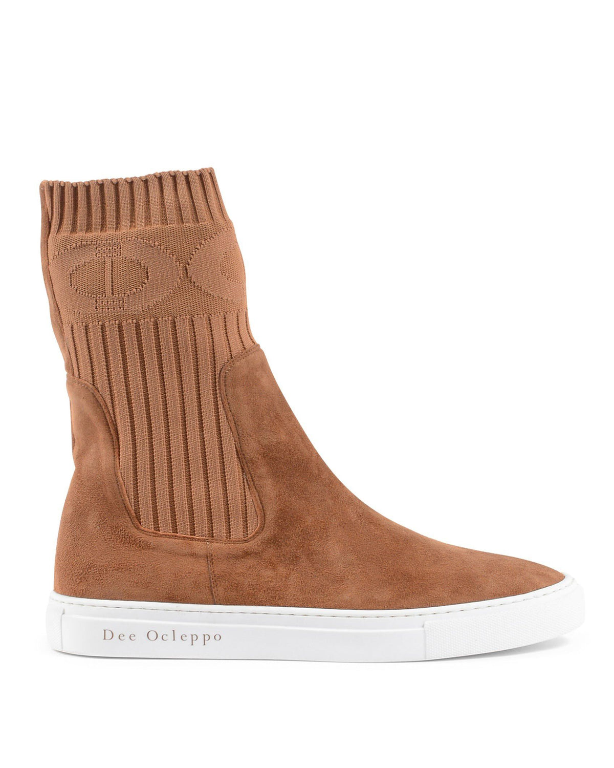Courchevel Ankle Boots – Made in Italy Suede Boots with Ribbed Knit Sleeve & Elasticated Insert, 2cm Heel