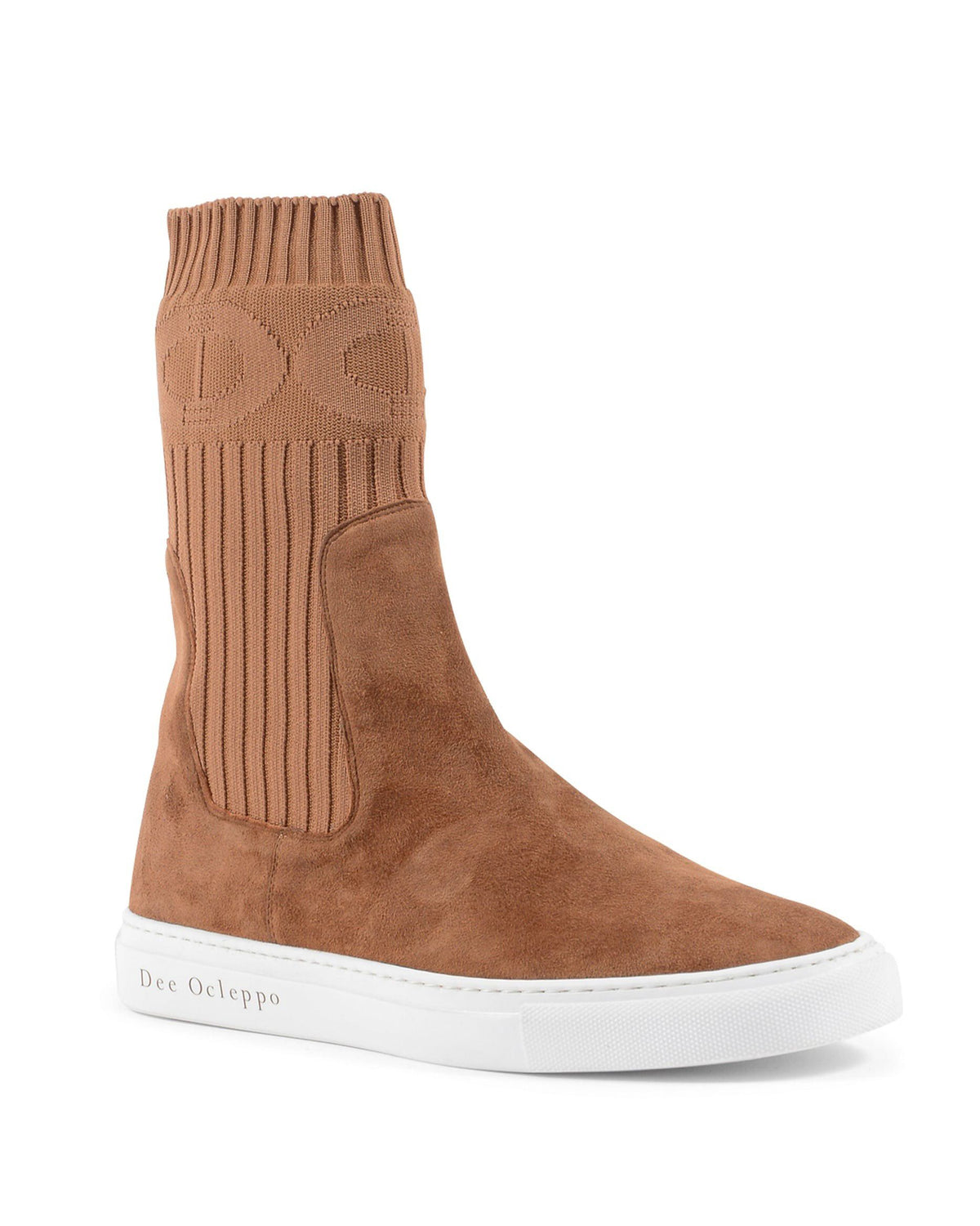Courchevel Ankle Boots – Made in Italy Suede Boots with Ribbed Knit Sleeve & Elasticated Insert, 2cm Heel