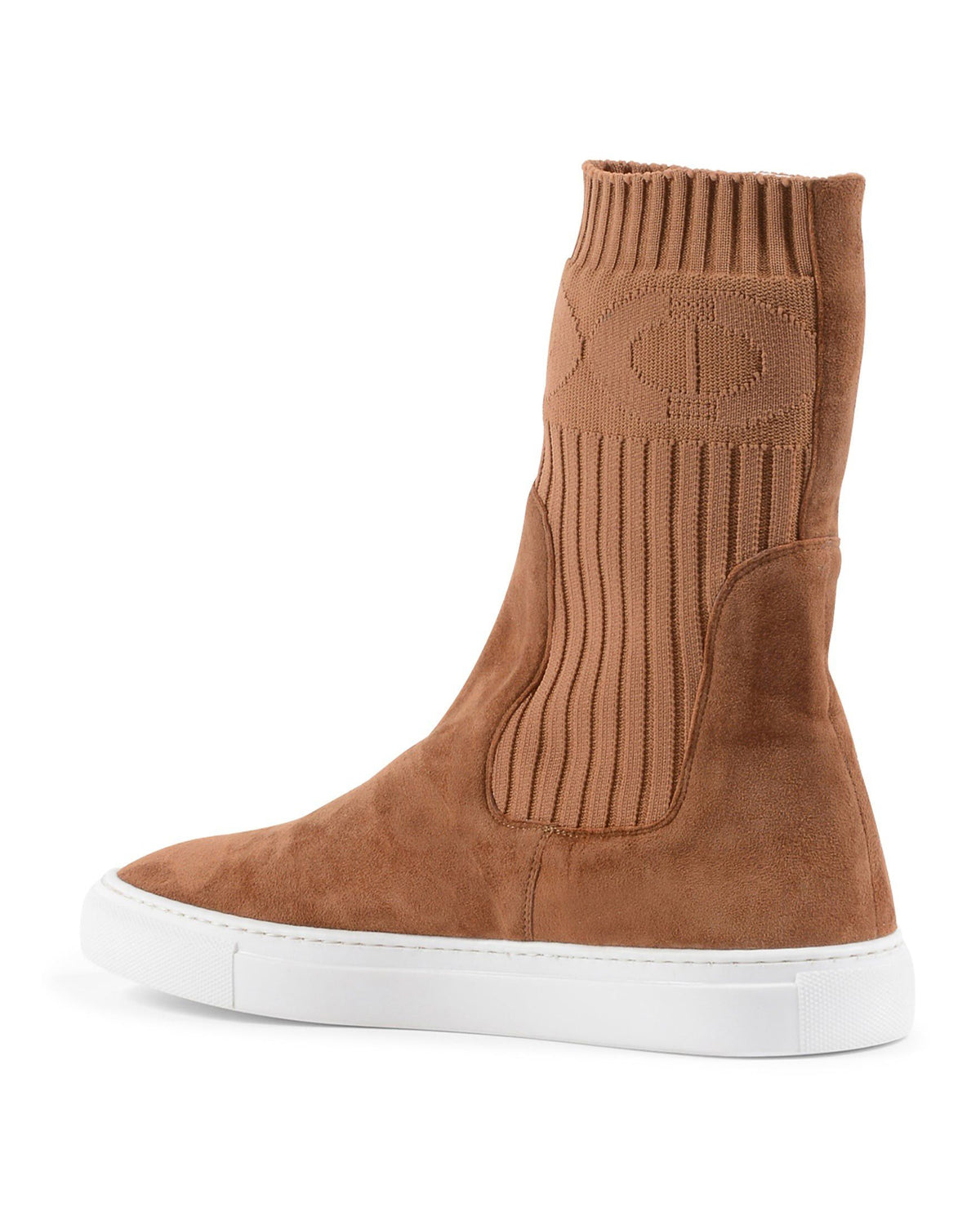 Courchevel Ankle Boots – Made in Italy Suede Boots with Ribbed Knit Sleeve & Elasticated Insert, 2cm Heel