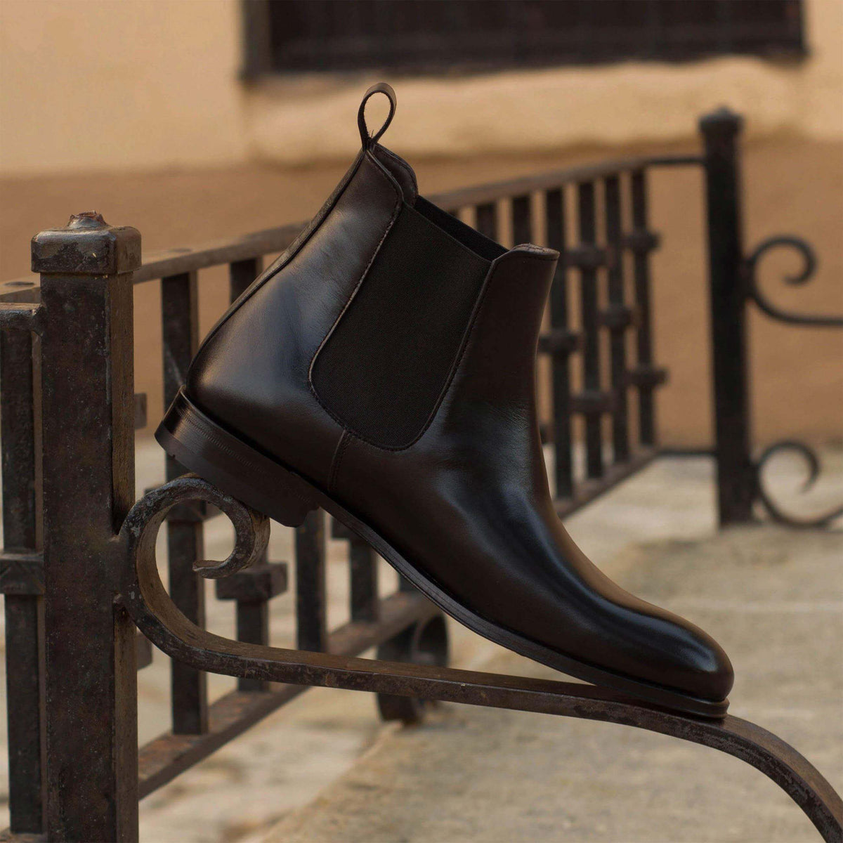 Authentic Men’s Black Chelsea Boots – Handmade Leather Slip-On Boots with Rounded Toe