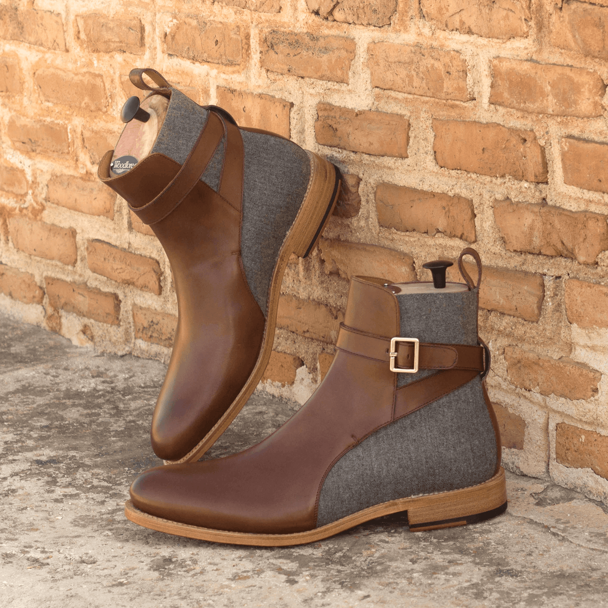 Chuck Jodhpur Boots II – Handmade Men’s Goodyear Welted Ankle Boots with Flannel & Brown Box Calf Leather