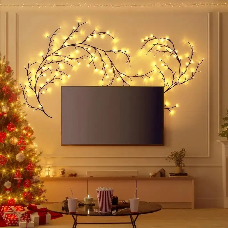 144 LED Willow Vine String Lights – Warm White USB Branch Lights for Christmas, Weddings & Home Decor