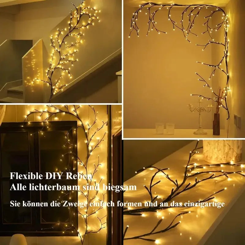 144 LED Willow Vine String Lights – Warm White USB Branch Lights for Christmas, Weddings & Home Decor