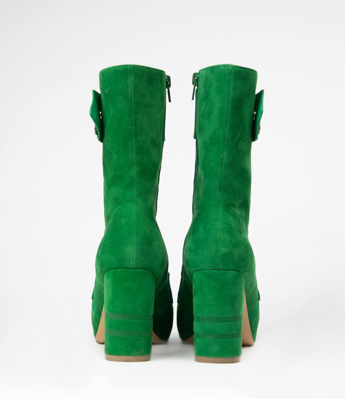 Michaela V Marta Green Suede Knee-High Boots – Women’s Stretch Slip-On Boots with Elastic Side Panels
