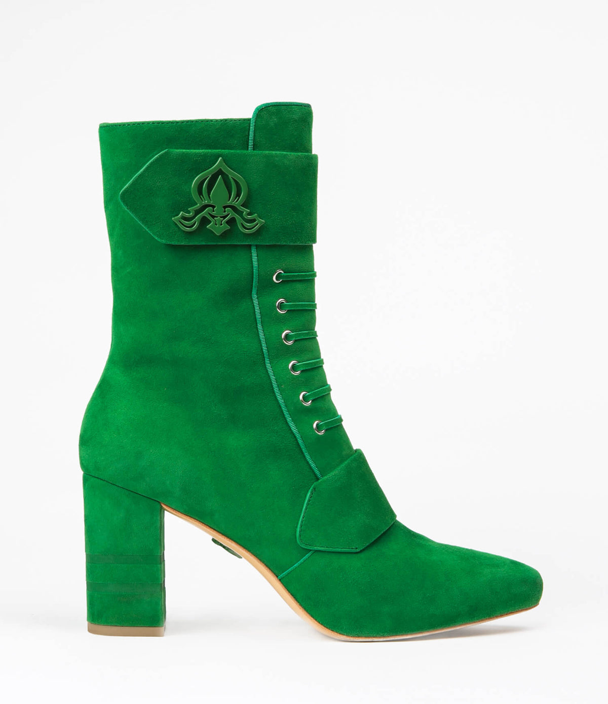 Michaela V Marta Green Suede Knee-High Boots – Women’s Stretch Slip-On Boots with Elastic Side Panels