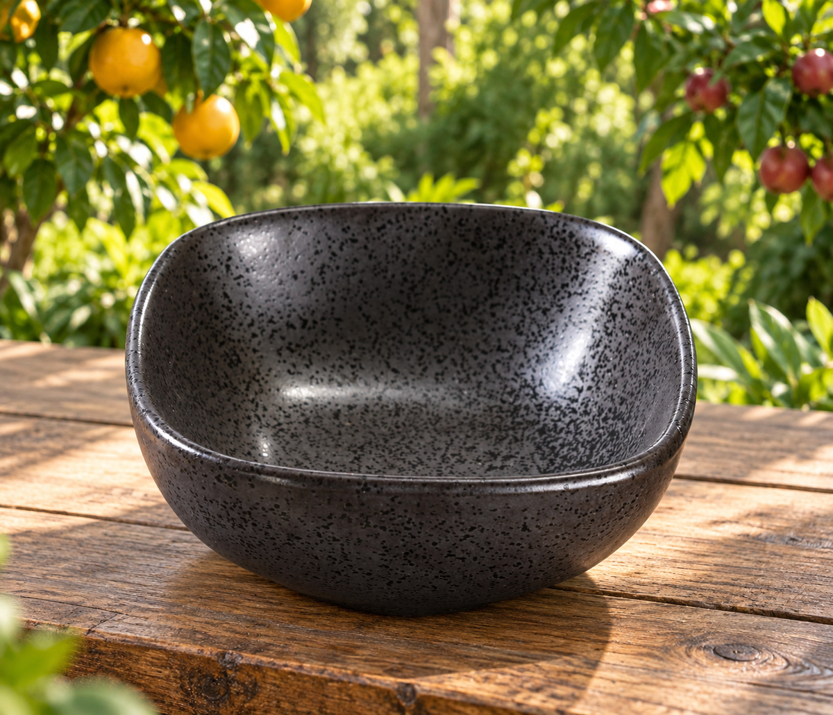 Yanco DB-3003 Diamond Black 4-Inch Square Bowl, 6 oz – Matte Glaze, Pack of 36