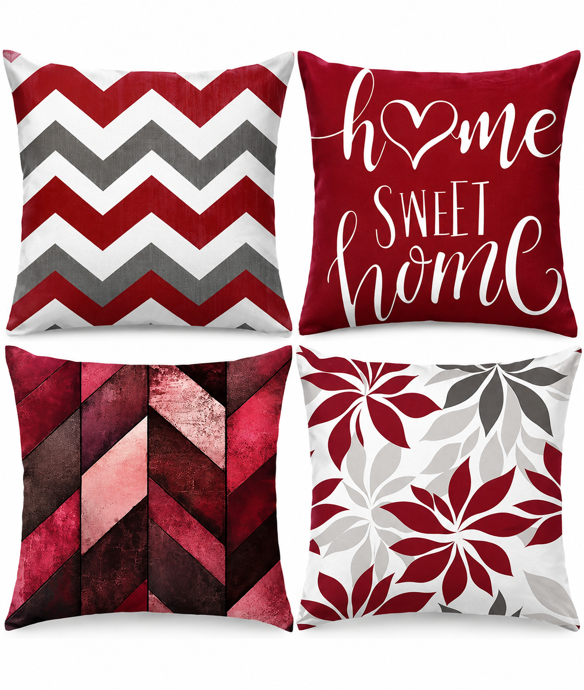 Home Sweet Home Decorative Pillow Cover, Geometric Floral Cushion Case for Sofa, Bedroom, Living Room, Office & Car Decor