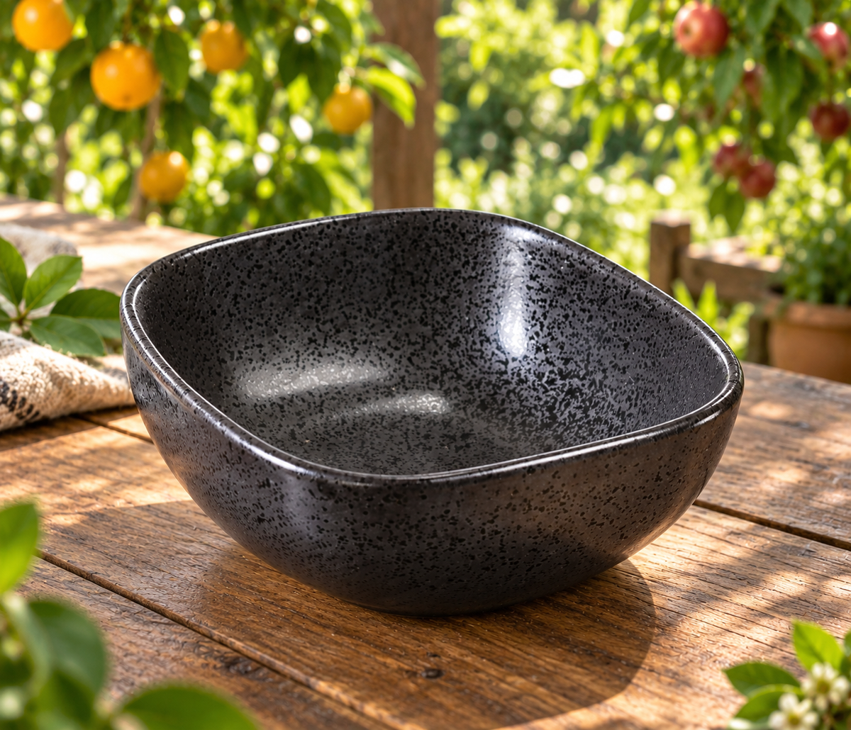 Yanco DB-3003 Diamond Black 4-Inch Square Bowl, 6 oz – Matte Glaze, Pack of 36