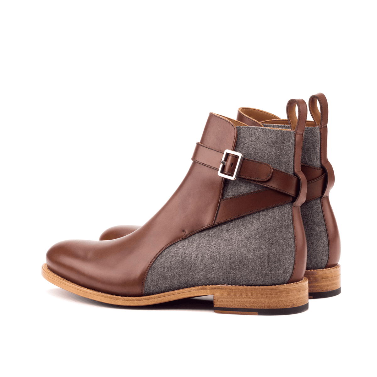 Chuck Jodhpur Boots II – Handmade Men’s Goodyear Welted Ankle Boots with Flannel & Brown Box Calf Leather