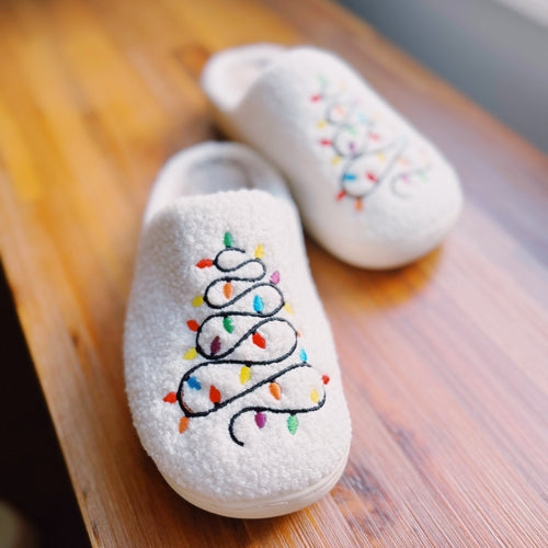 Precious Lit Coziest Slippers – Festive Holiday Women’s Fuzzy House Shoes for Cozy Lounging