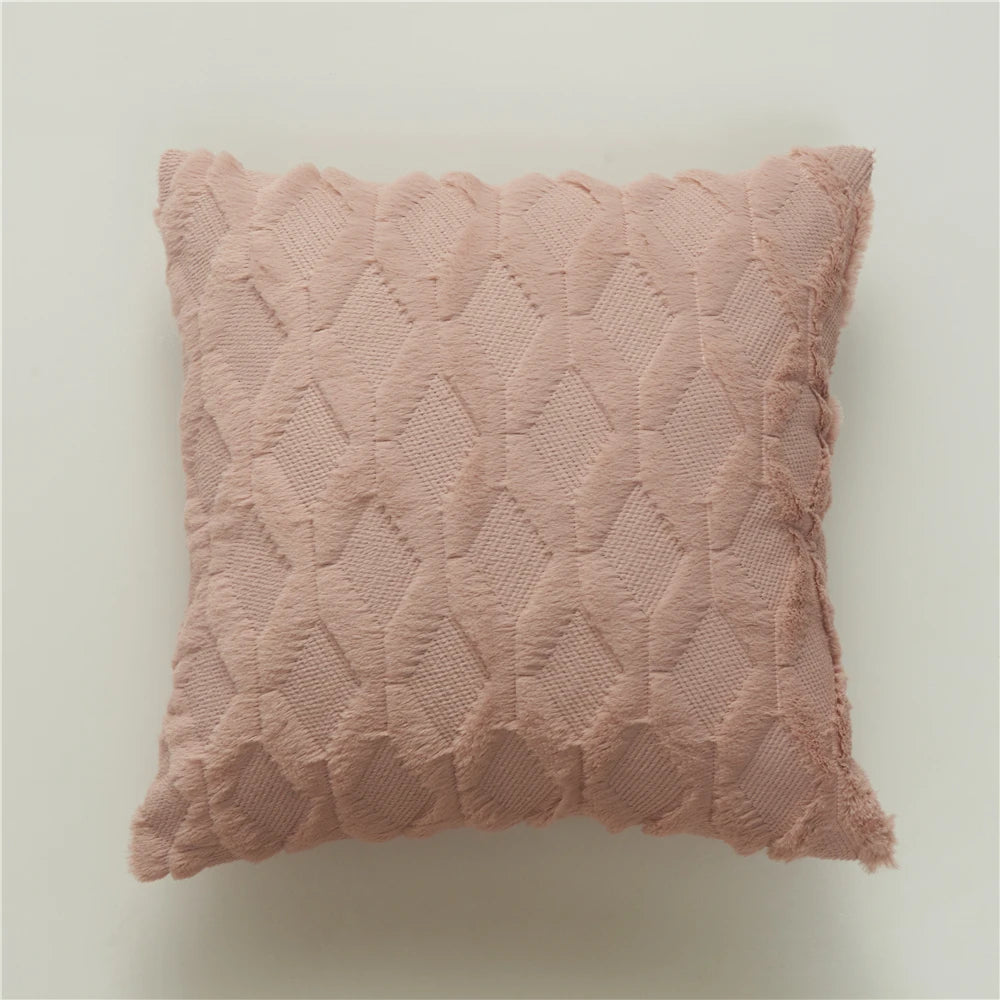 Plush Cushion Cover 45×45cm, Nordic Geometric Decorative Pillowcase, Solid Woven Throw Pillow Cover for Sofa, Living Room, Bedroom, Chair & Home Decor