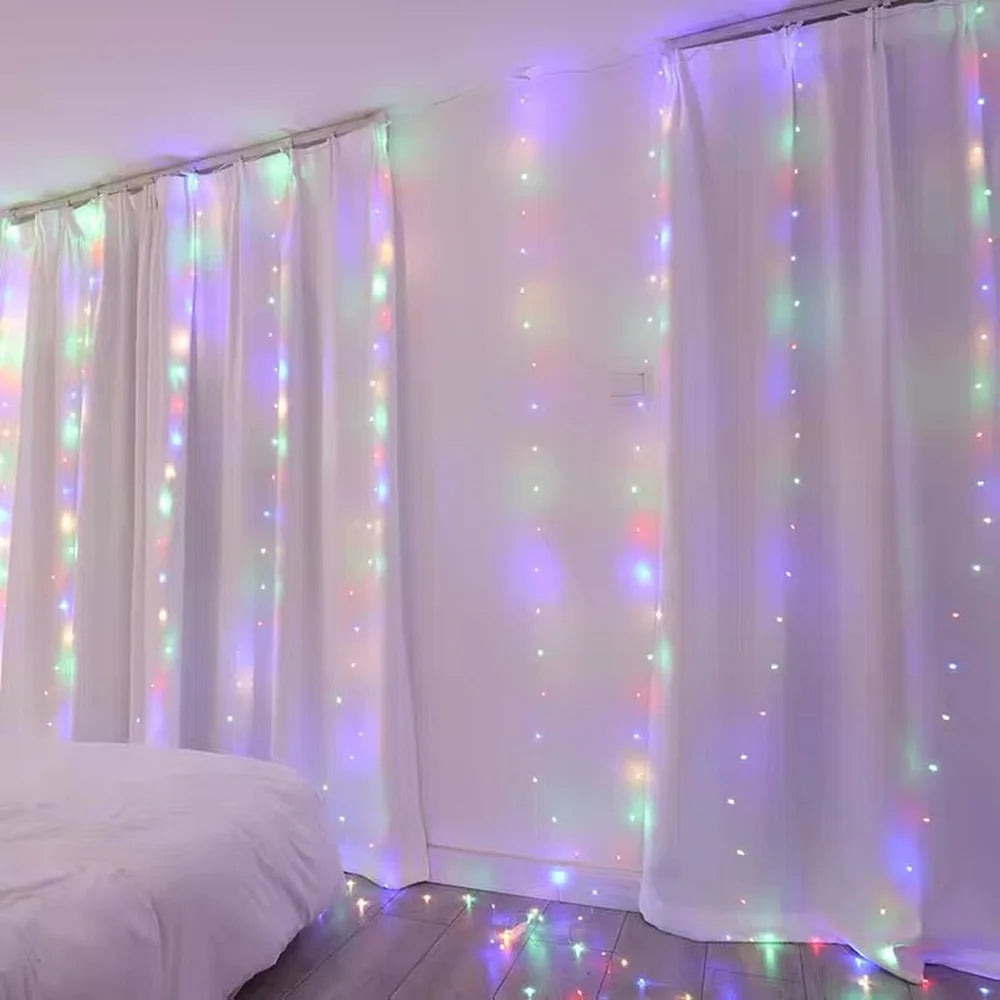 Christmas Curtain Lights 3×1M–3×3M, LED Curtain Garland with Remote Control & Dimmable Lighting, 100–300 LEDs Holiday Fairy Lights for Home, Party & Xmas Decor