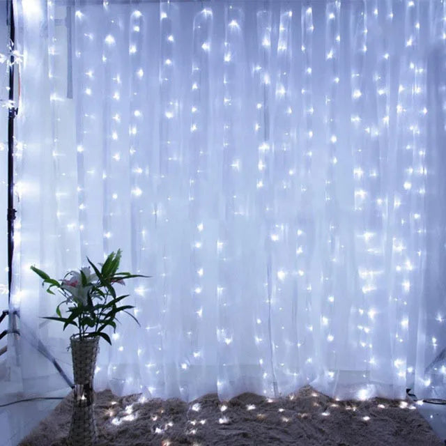 LED Christmas Curtain Lights with Remote, 8 Lighting Modes, Waterproof String Garland for Home, Bedroom, Wedding, Party & New Year Decorations