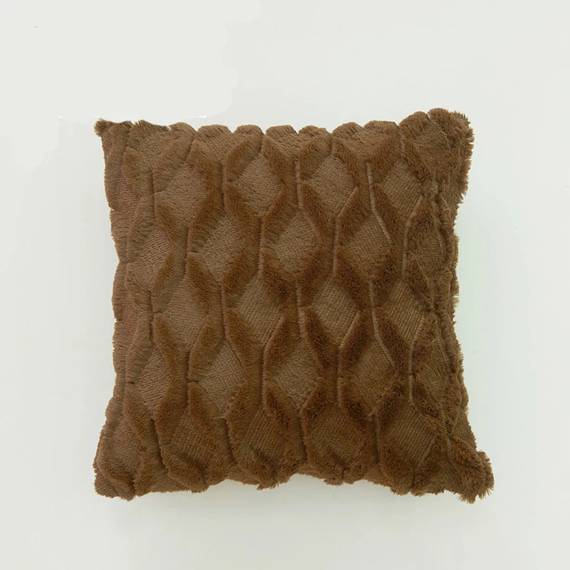 Plush Cushion Cover 45×45cm, Nordic Geometric Decorative Pillowcase, Solid Woven Throw Pillow Cover for Sofa, Living Room, Bedroom, Chair & Home Decor