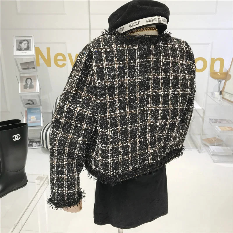 High-quality Temperament Ladies Style Tweed Women Short Jacket Women 2026 Autumn Elegant Coat Female Fashion Jacket Woman Top