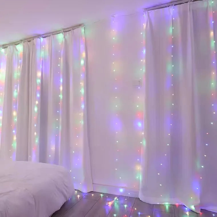 Christmas Curtain Lights 3×1M–3×3M, LED Curtain Garland with Remote Control & Dimmable Lighting, 100–300 LEDs Holiday Fairy Lights for Home, Party & Xmas Decor