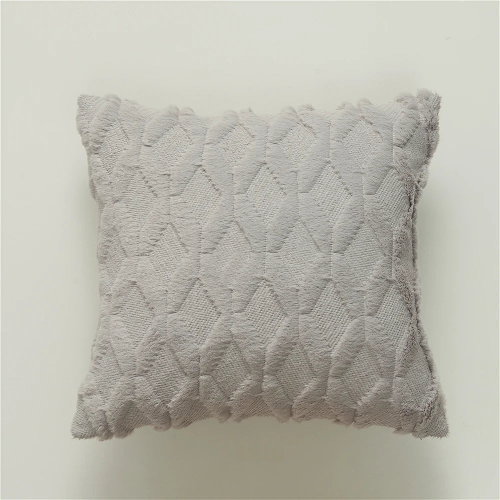 Plush Cushion Cover 45×45cm, Nordic Geometric Decorative Pillowcase, Solid Woven Throw Pillow Cover for Sofa, Living Room, Bedroom, Chair & Home Decor