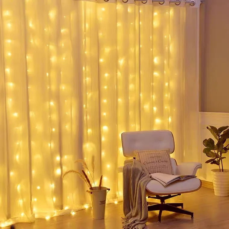 Christmas Curtain Lights 3×1M–3×3M, LED Curtain Garland with Remote Control & Dimmable Lighting, 100–300 LEDs Holiday Fairy Lights for Home, Party & Xmas Decor