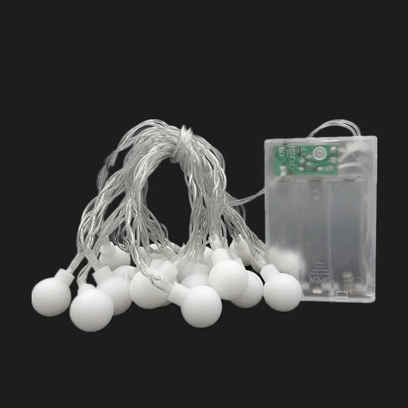 10M Outdoor LED String Lights, Waterproof AA Battery Fairy Garland with Ball Lights, Warm White & White Holiday Lights for Christmas, New Year, Wedding & Party Decor