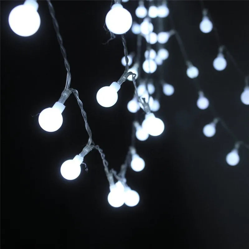 10M Outdoor LED String Lights, Waterproof AA Battery Fairy Garland with Ball Lights, Warm White & White Holiday Lights for Christmas, New Year, Wedding & Party Decor