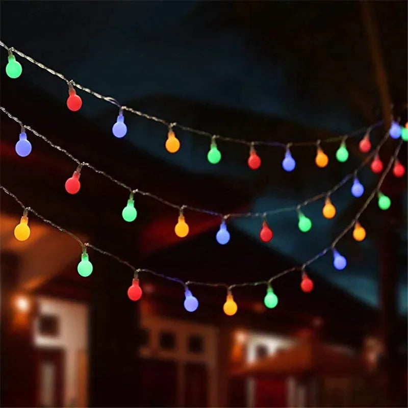 10M Outdoor LED String Lights, Waterproof AA Battery Fairy Garland with Ball Lights, Warm White & White Holiday Lights for Christmas, New Year, Wedding & Party Decor