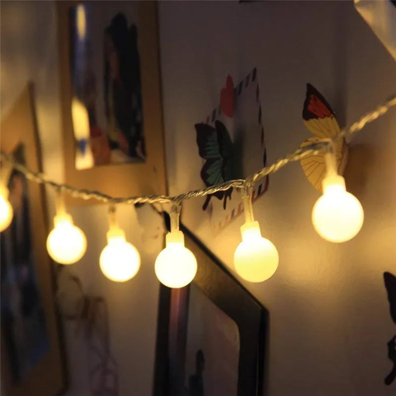 10M Outdoor LED String Lights, Waterproof AA Battery Fairy Garland with Ball Lights, Warm White & White Holiday Lights for Christmas, New Year, Wedding & Party Decor