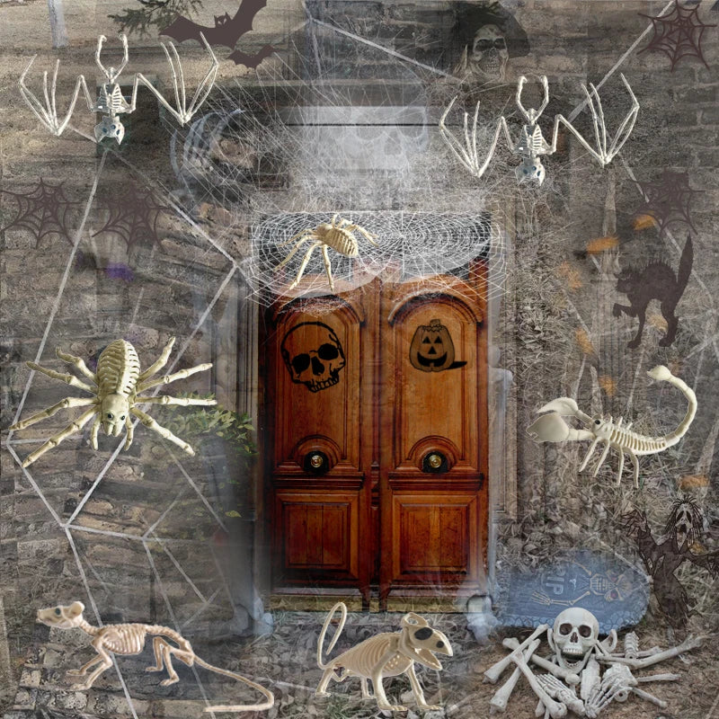 Halloween Decoration Animal Skeleton Bones Creepy Spider Bat Mouse Scorpion Lizard Bonez Ornaments Hallowmas Horror Props Party