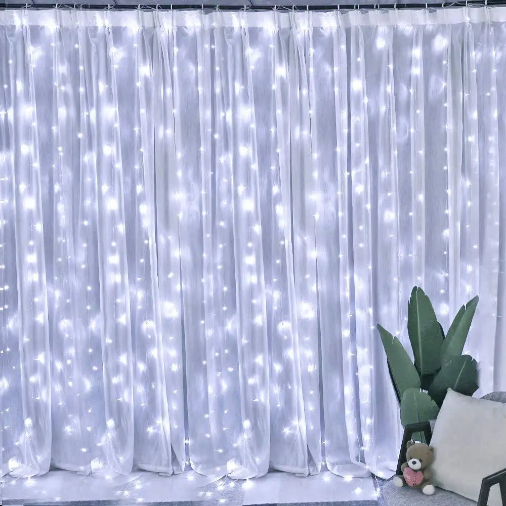 Christmas Curtain Lights 3×1M–3×3M, LED Curtain Garland with Remote Control & Dimmable Lighting, 100–300 LEDs Holiday Fairy Lights for Home, Party & Xmas Decor