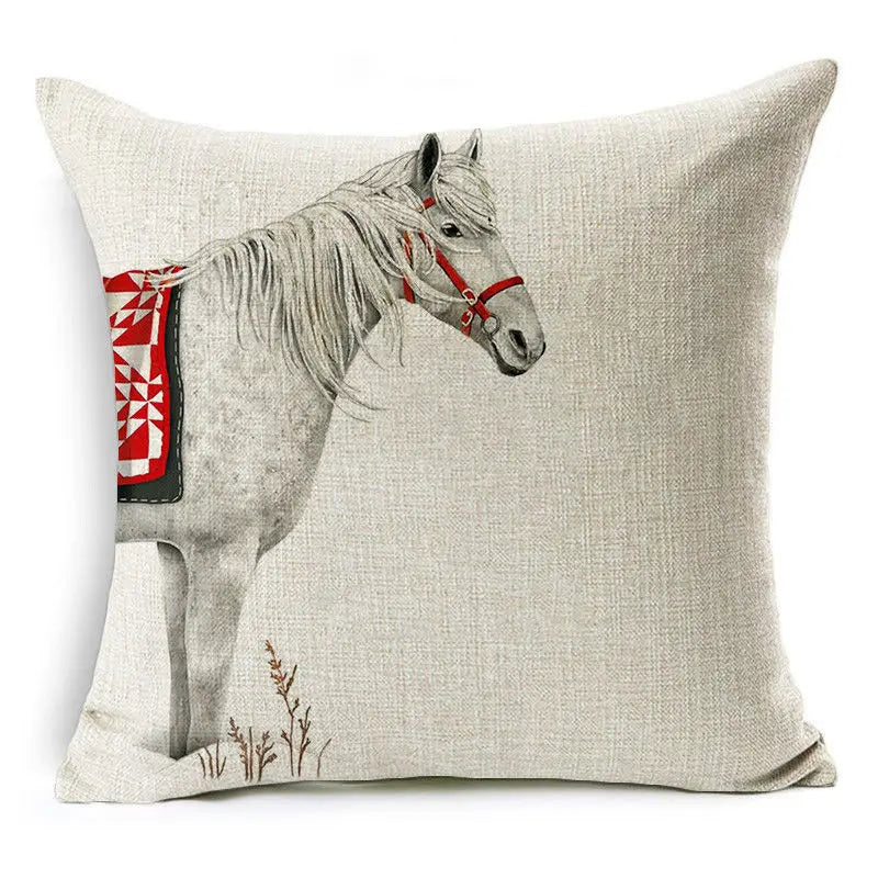 Christmas Elk Santa Cushion Cover 45×45cm, Cartoon Printed Linen Cotton Pillowcase, Festive Holiday Throw Pillow Cover for Sofa, Bed, Chair & Home Decor