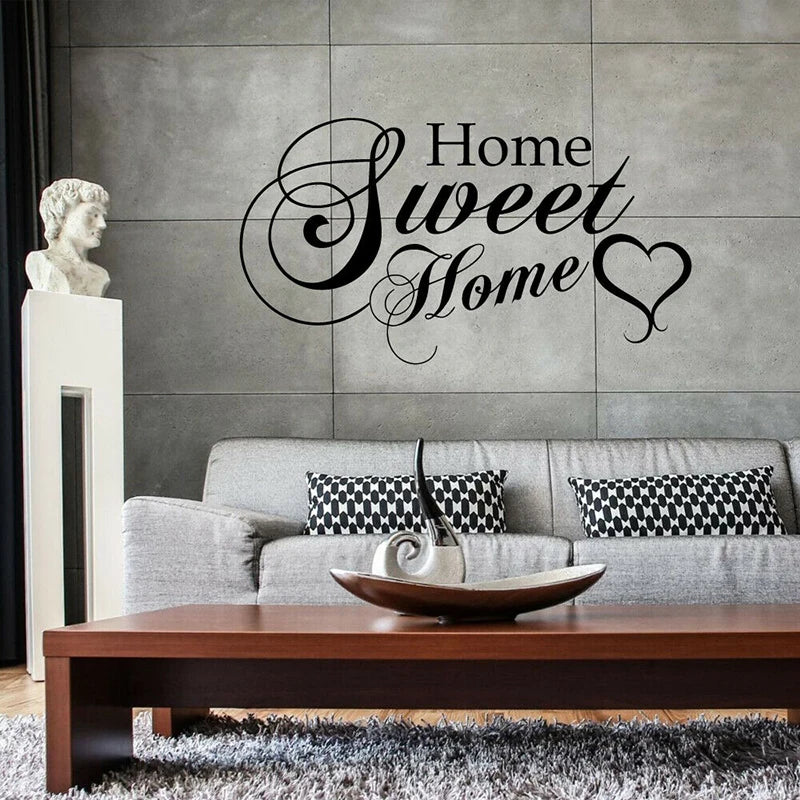 Home Sweet Home Wall Decal, Removable Vinyl Wall Sticker with Family Quote, Modern Home Decor for Living Room, Bedroom, Kitchen, Office & Entryway