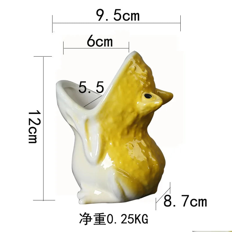 Cute Frog-Shaped Ceramic Flower Pot, Cartoon Animal Planter for Flowers & Green Plants, European-Style Desktop Vase for Home, Office, Shelf & Garden Decor