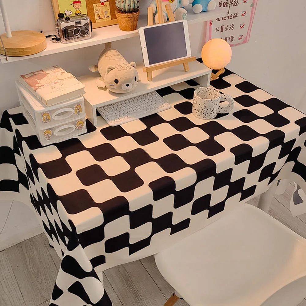 Waterproof Oil-Proof Table Cover – Plaid & Wavy Pattern PEVA-Style Plastic Tablecloth for Dining, Party, BBQ & Outdoor Use