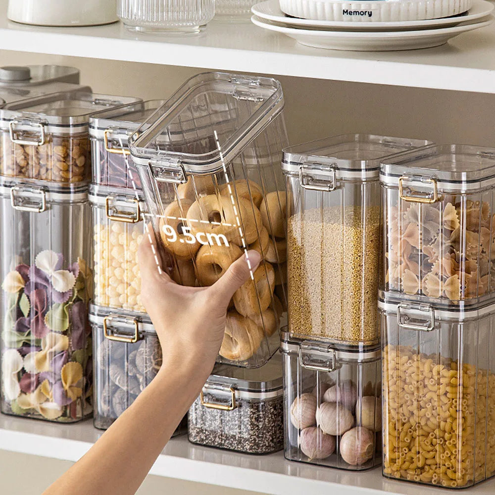 Kitchen Food Storage Clear Containers Plastic Box Jars For Bulk Cereals Household Organizers For Pantry Organizer Jars With Lid