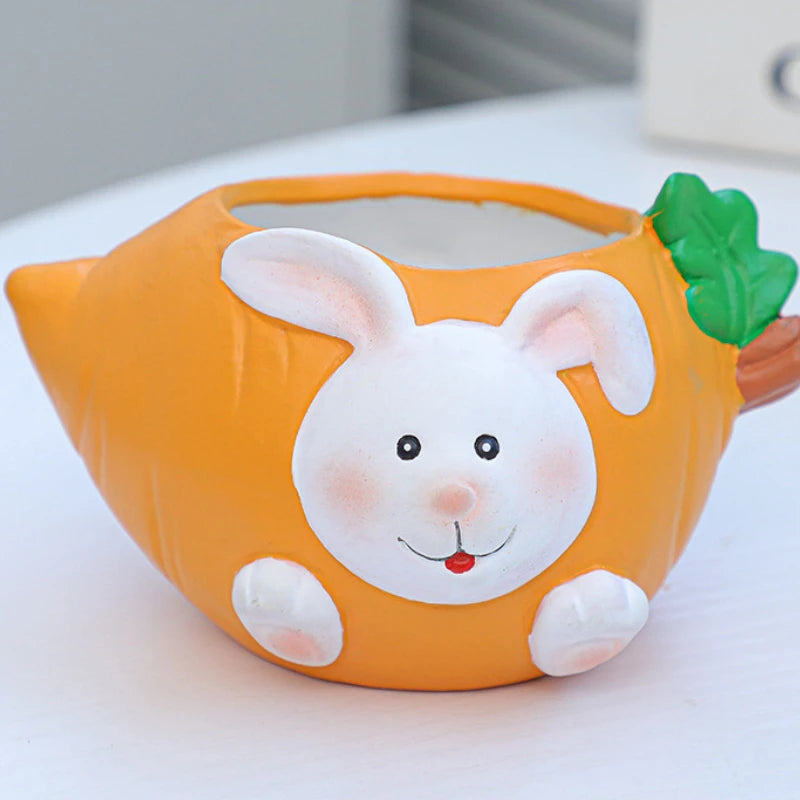 Cute Animal Ceramic Flower Pot, Creative Succulent Planter & Pen Holder, Adorable Desktop Plant Pot for Home, Office, Bedroom, Party & Table Decor