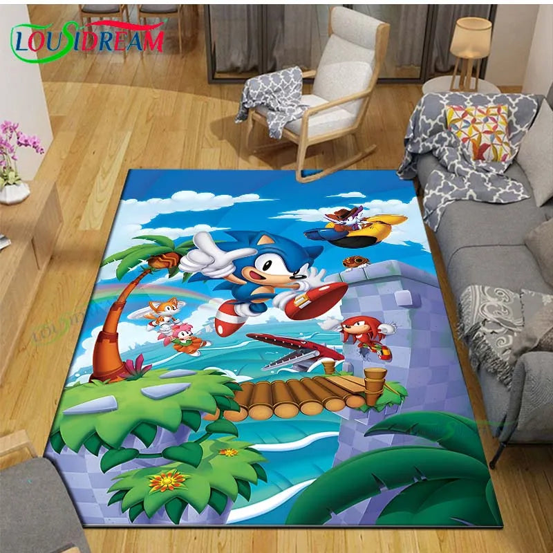 3D Cartoon Area Rug, Printed Polyester Crystal Velvet Carpet with Non-Slip Backing, Cute Kids Bedroom & Living Room Mat for Playroom, Nursery, Home & Decor