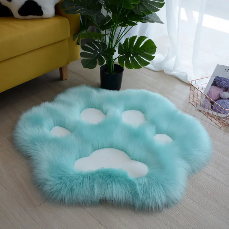 Cat Paw Rug 60–90cm, Soft Plush Polyester Carpet with Anti-Slip PVC Backing, Cute Animal Floor Mat for Living Room, Bedroom & Home Decor