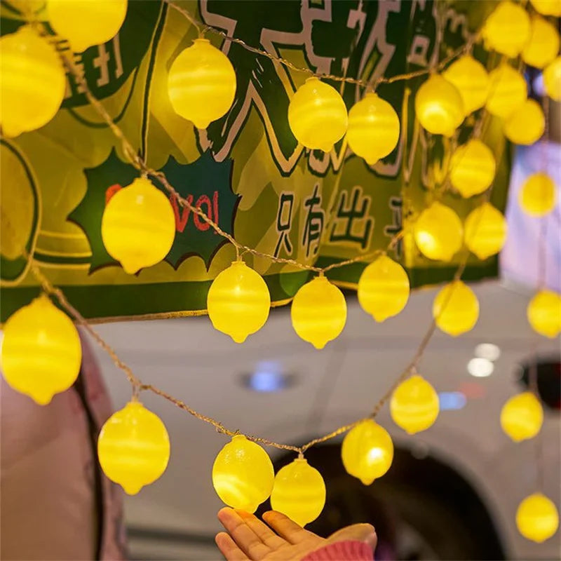 Lemon Fruit LED String Lights 1.5M–6M, Warm White Battery-Powered Fairy Lights with 8 Lighting Modes & Timer for Bedroom, Christmas, New Year & Party Decor
