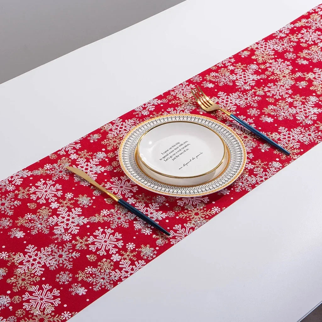 Christmas Table Runner with Embroidered Snowflakes, White Festive Holiday Tablecloth 28×270cm, Rustic Christmas Dining Table Decor for Home, Party, Wedding & Dinner