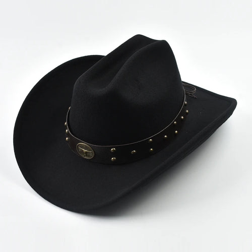 Men Women Vintage Big-edge Western Cowboy Hat  Gentleman Cowgirl Jazz