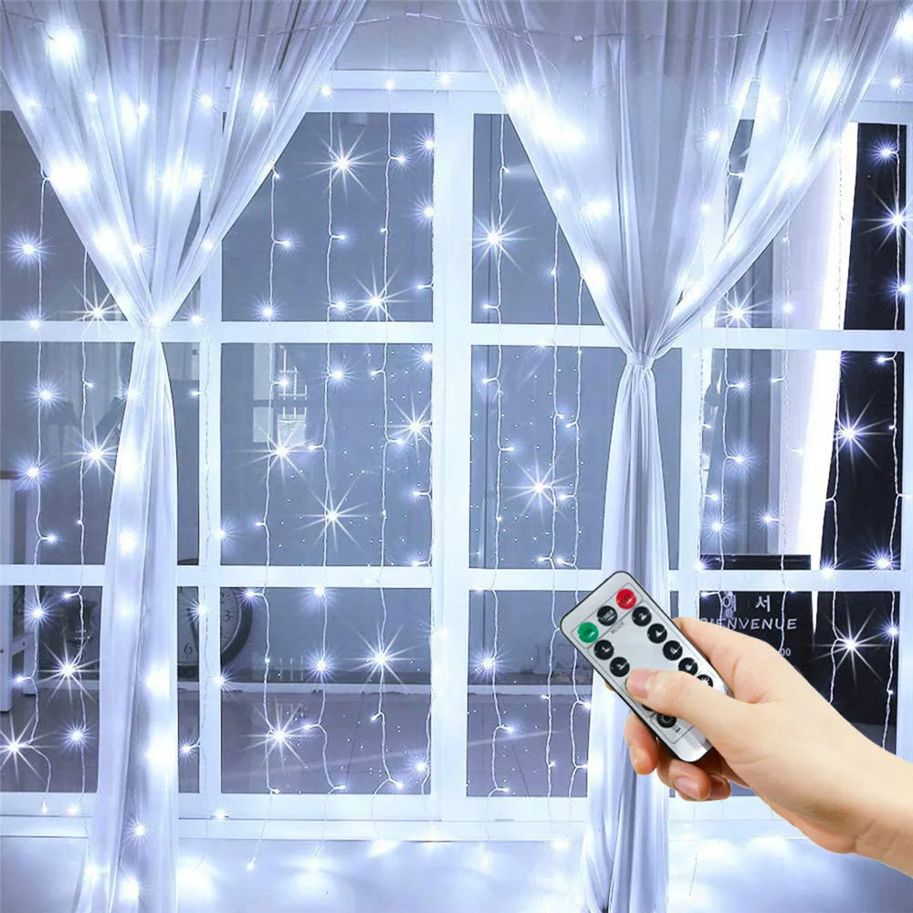Christmas Curtain Lights 3M–6M, 8-Mode USB LED Fairy Lights with Remote Control, Silver Wire String Lights in Warm White, White & Multicolor for Wedding, Party & Home Decor