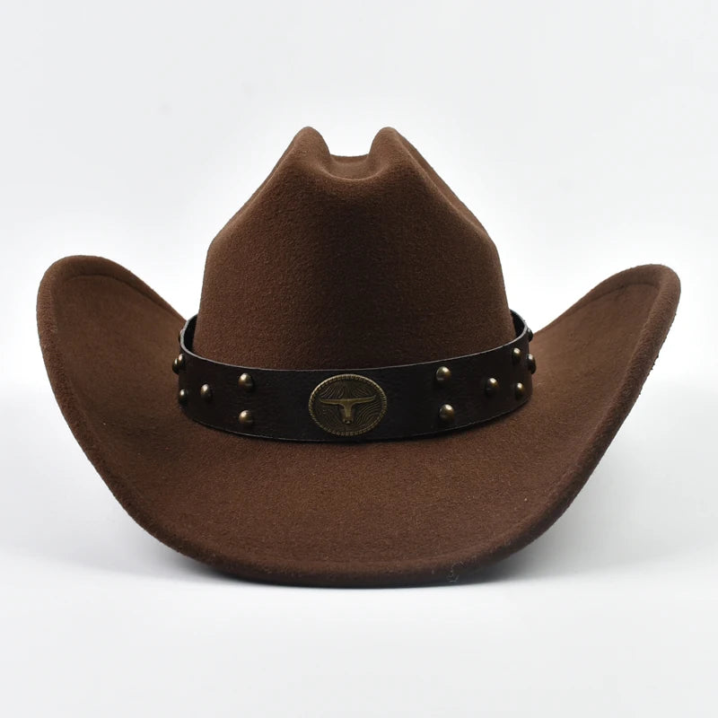 Men Women Vintage Big-edge Western Cowboy Hat  Gentleman Cowgirl Jazz