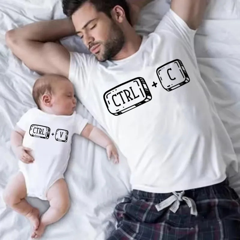 Ctrl C Ctrl V Family T-Shirt Father Mother and Son Daughter Tshirts Cute Copy Paste Matching Family Outfits Tops