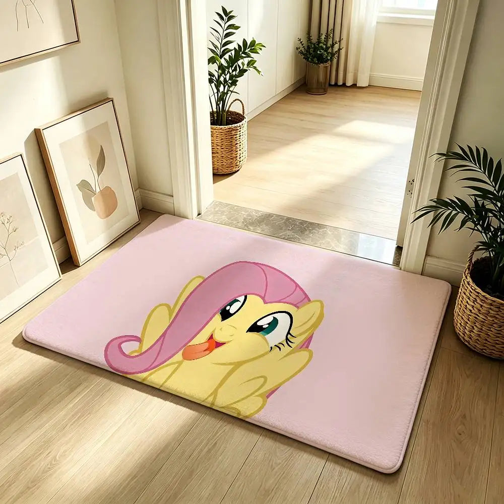 My Little Pony Kawaii Anime Rug, Cute Cartoon Polyester Floor Mat with Anti-Slip Backing, Soft Absorbent Carpet for Bathroom, Bedroom, Living Room & Entryway