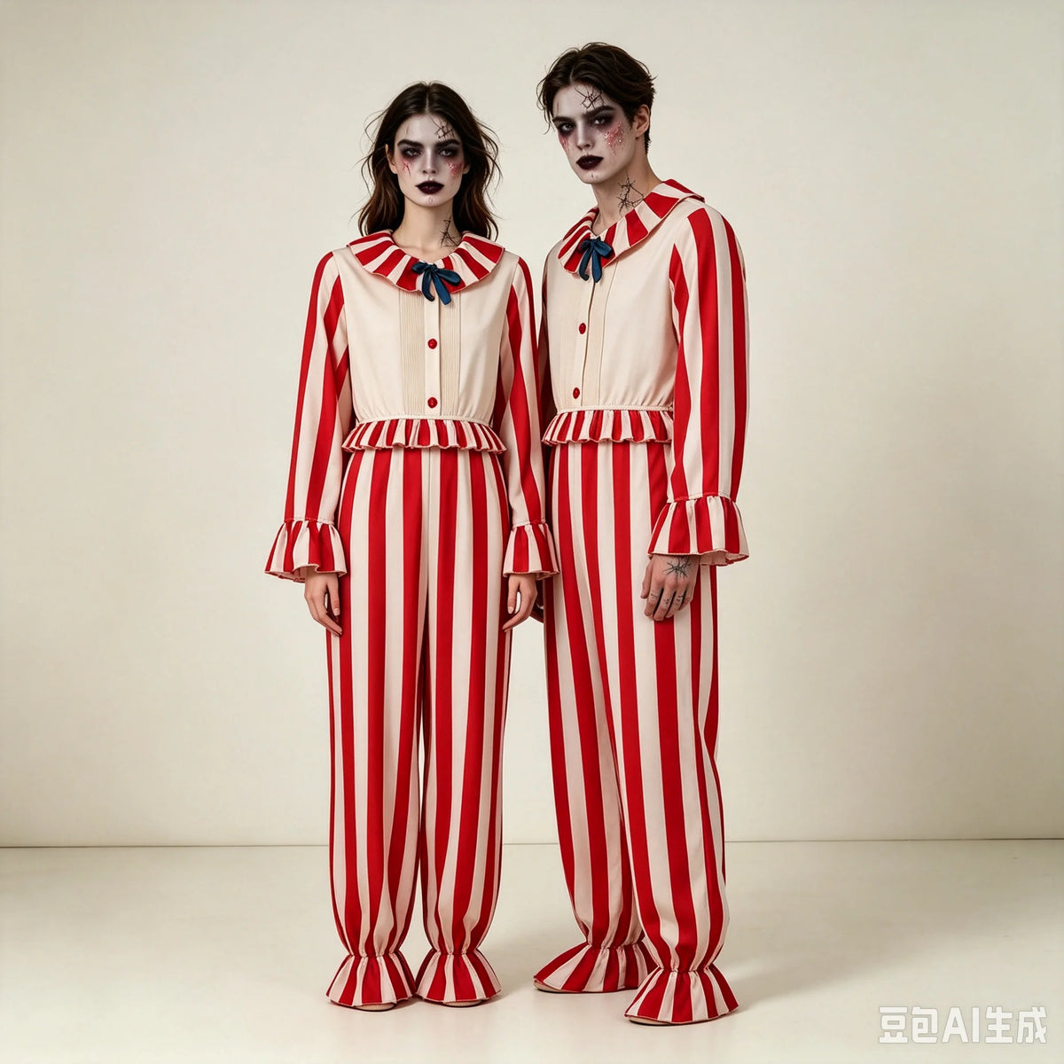 Halloween Costume Horror Movie Cornfield Clown Cosplay Frendo  Red And White Striped Jumpsuit Scary Killer Clown Party Outfits